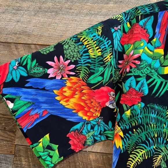 Men’s Vintage Original Hawaiian Shirt by Monticerutti Tropical Parrot Print sz M - Picture 3 of 11